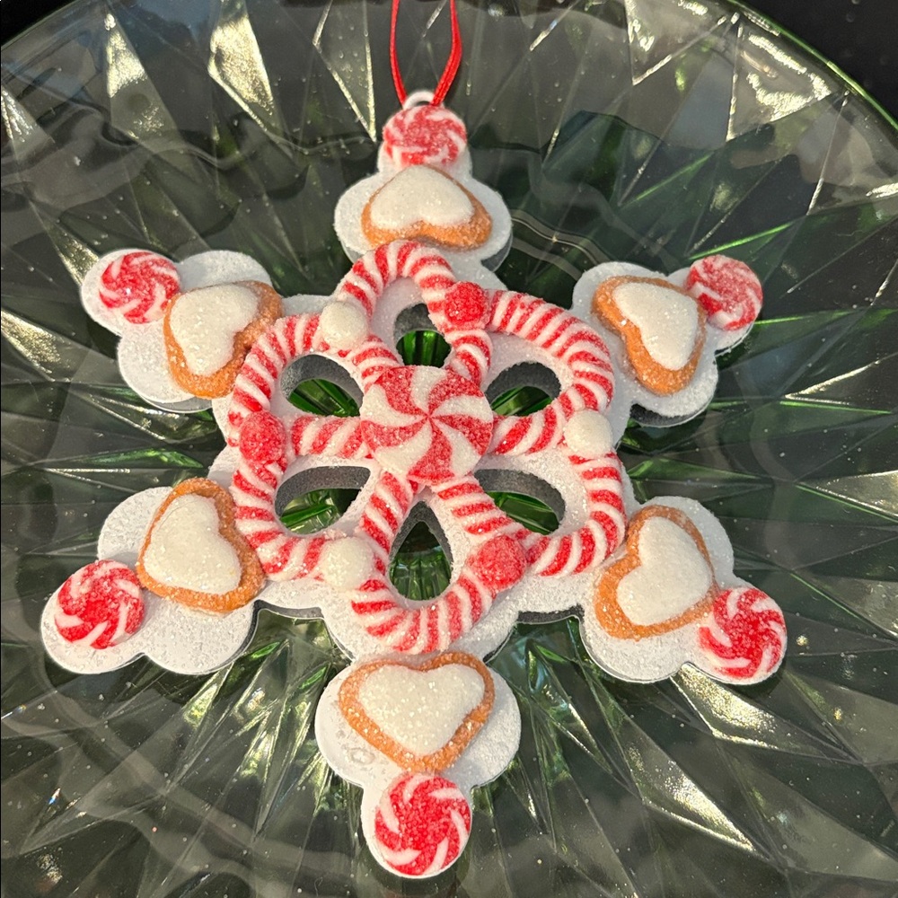 SET/3 Sugar Sparkle Candy Land Peppermint Gingerbread Star Snowflake Ornaments - Picture 4 of 6
